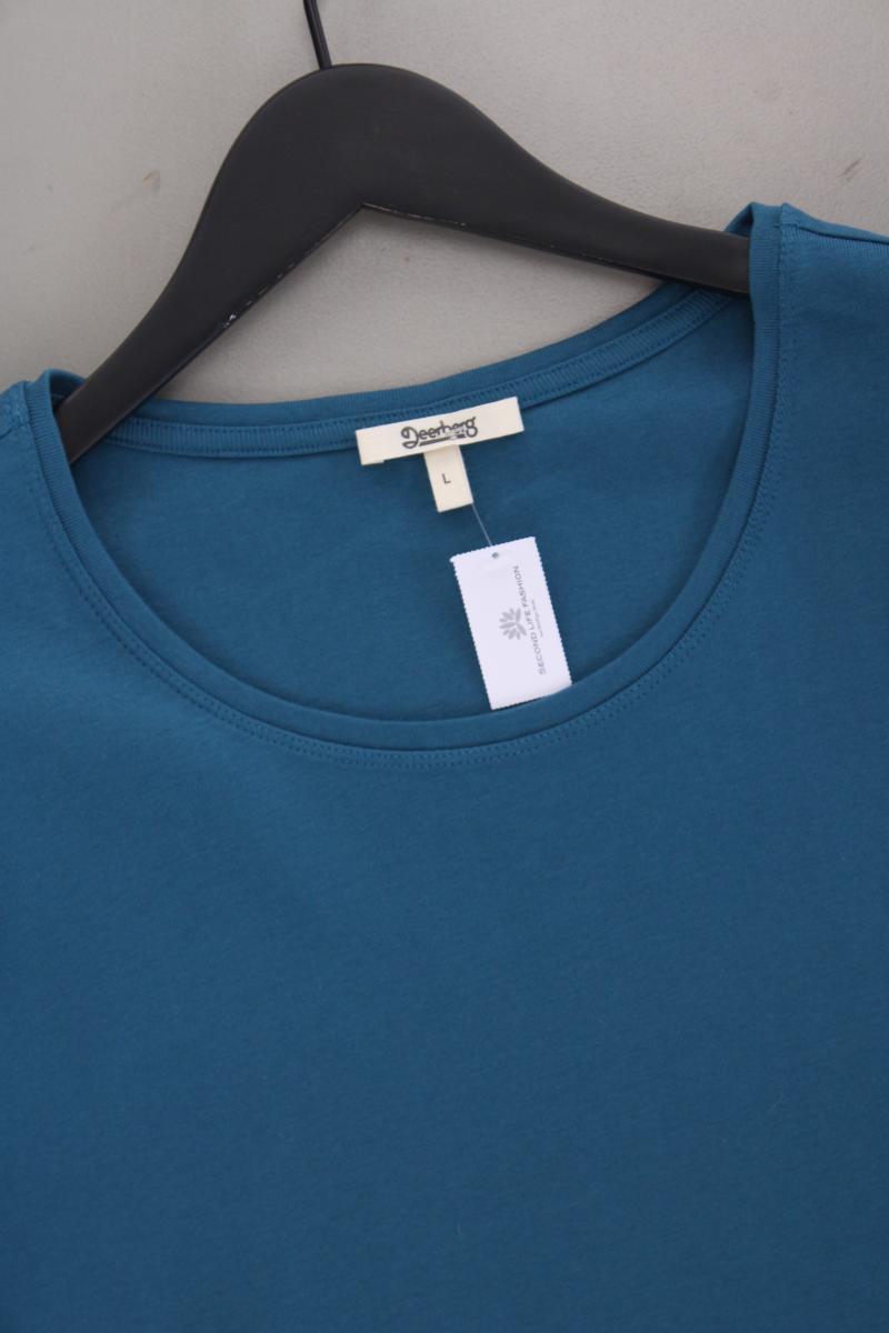 Deerberg T-Shirt Gr. L neuwertig Kurzarm blau aus Baumwolle
