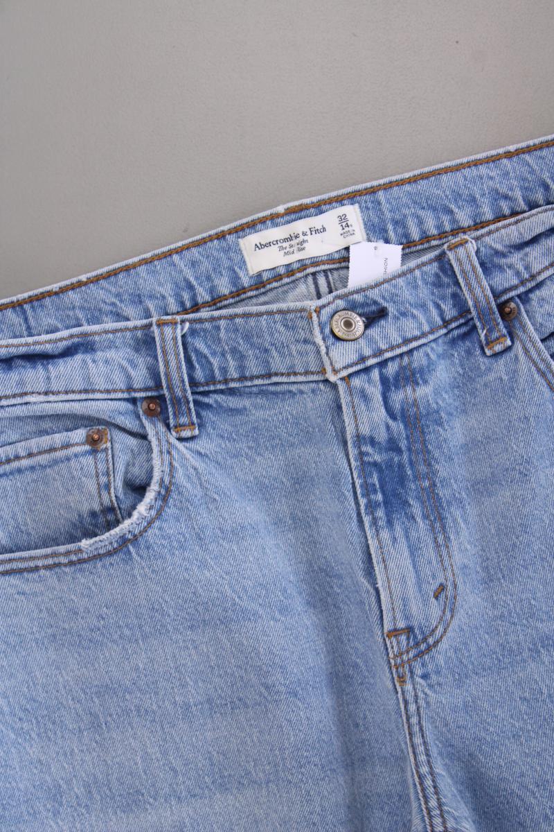 Abercrombie & Fitch The Straight Mid Rise Jeans Gr. W32 blau aus Baumwolle