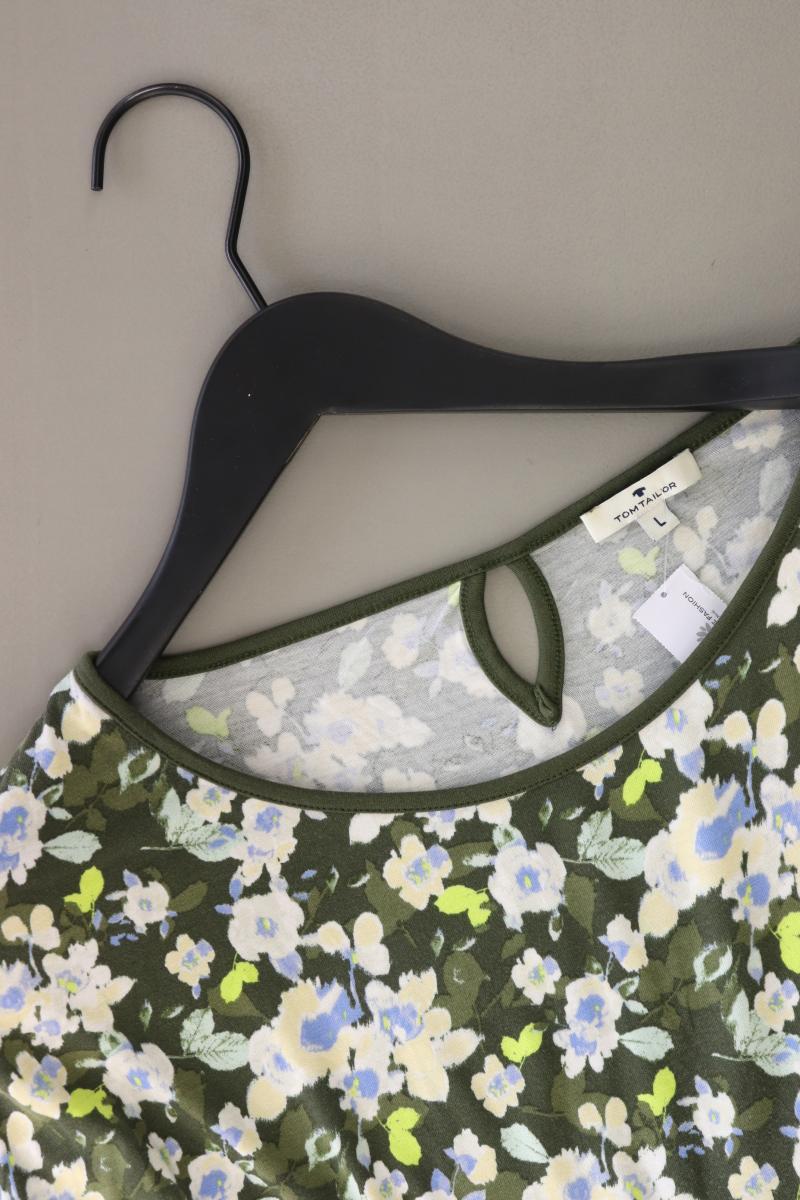 Tom Tailor Printshirt Gr. L Kurzarm olivgrün aus Viskose