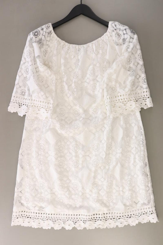 Hallhuber Spitzenkleid Gr. 40 3/4 Ärmel weiß aus Baumwolle