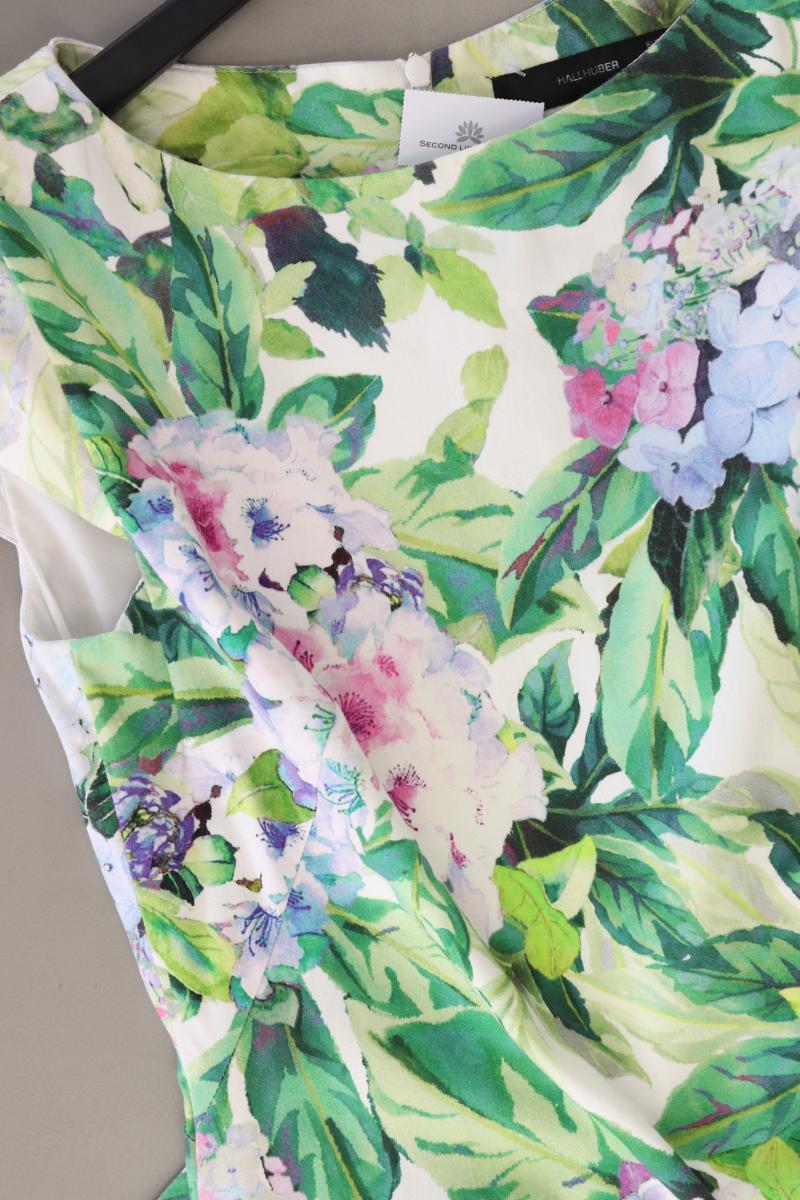 Hallhuber Bleistiftkleid Gr. 36 mit Blumenmuster Kurzarm grün aus Baumwolle