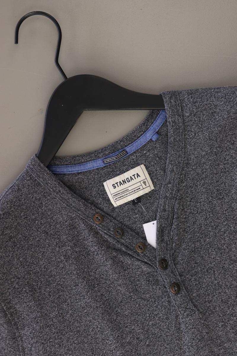 Stangata Shirt mit V-Ausschnitt für Herren Gr. L Kurzarm grau aus Baumwolle