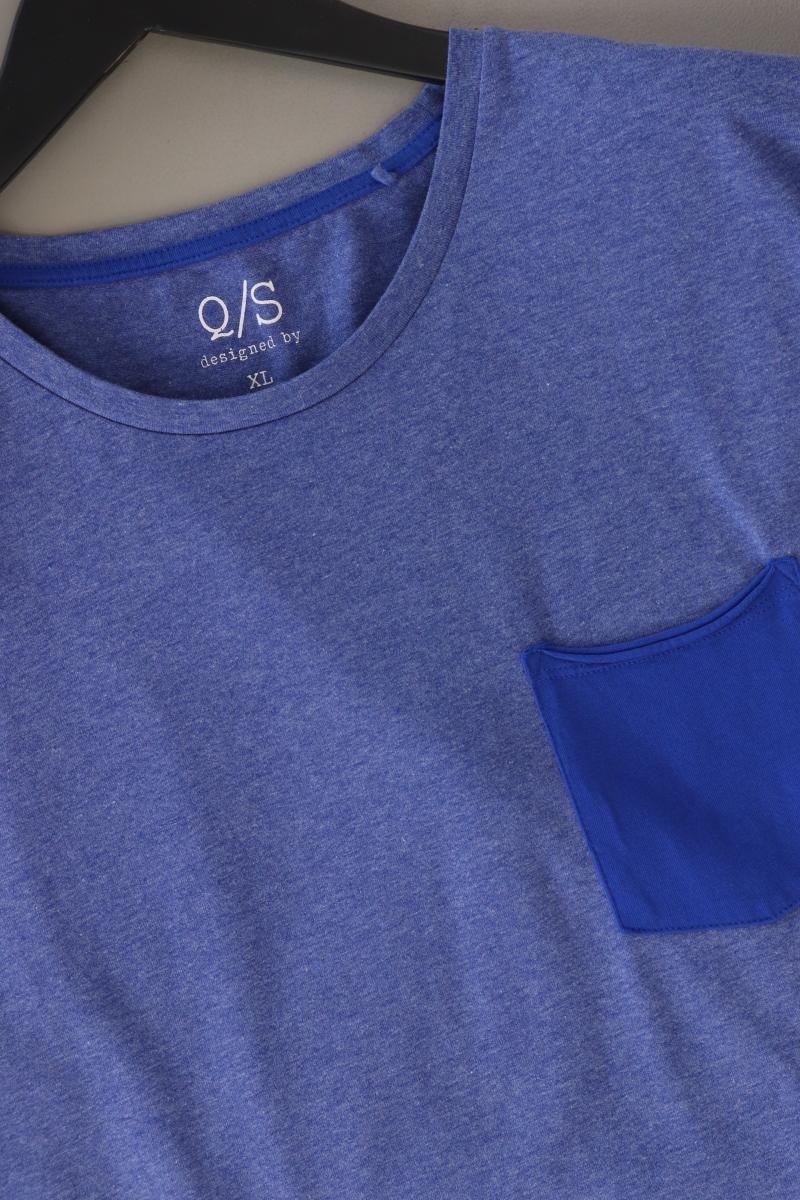QS by s.Oliver T-Shirt für Herren Gr. XL Kurzarm blau aus Baumwolle