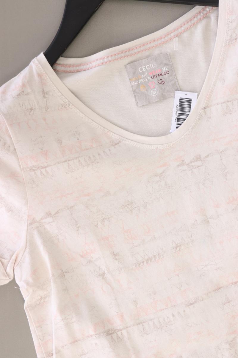 Cecil Printshirt Gr. M Kurzarm creme aus Baumwolle