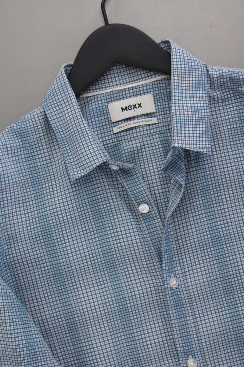Mexx Langarmhemd für Herren Gr. L geometrisches Muster blau
