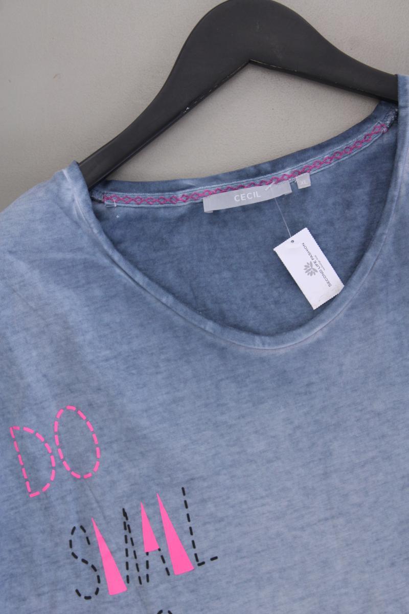 Cecil T-Shirt Gr. XL Kurzarm blau aus Baumwolle
