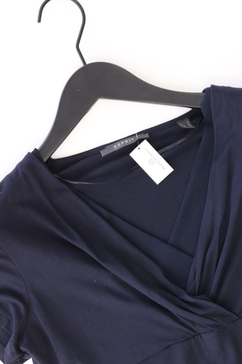 Esprit Shirt mit V-Ausschnitt Gr. S Kurzarm blau aus Viskose