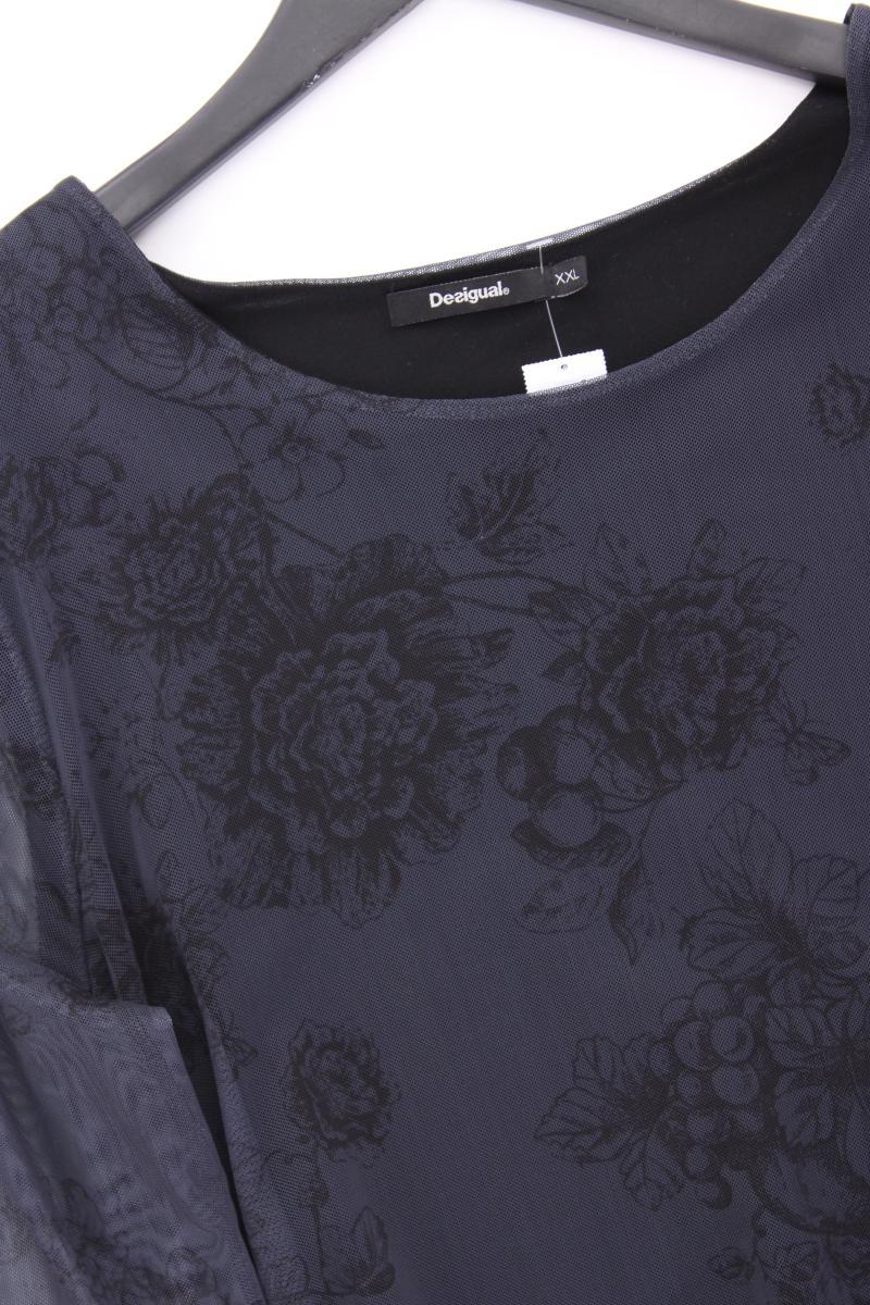 Desigual Chiffonkleid Gr. XXL mit Blumenmuster 3/4 Ärmel grau aus Polyester