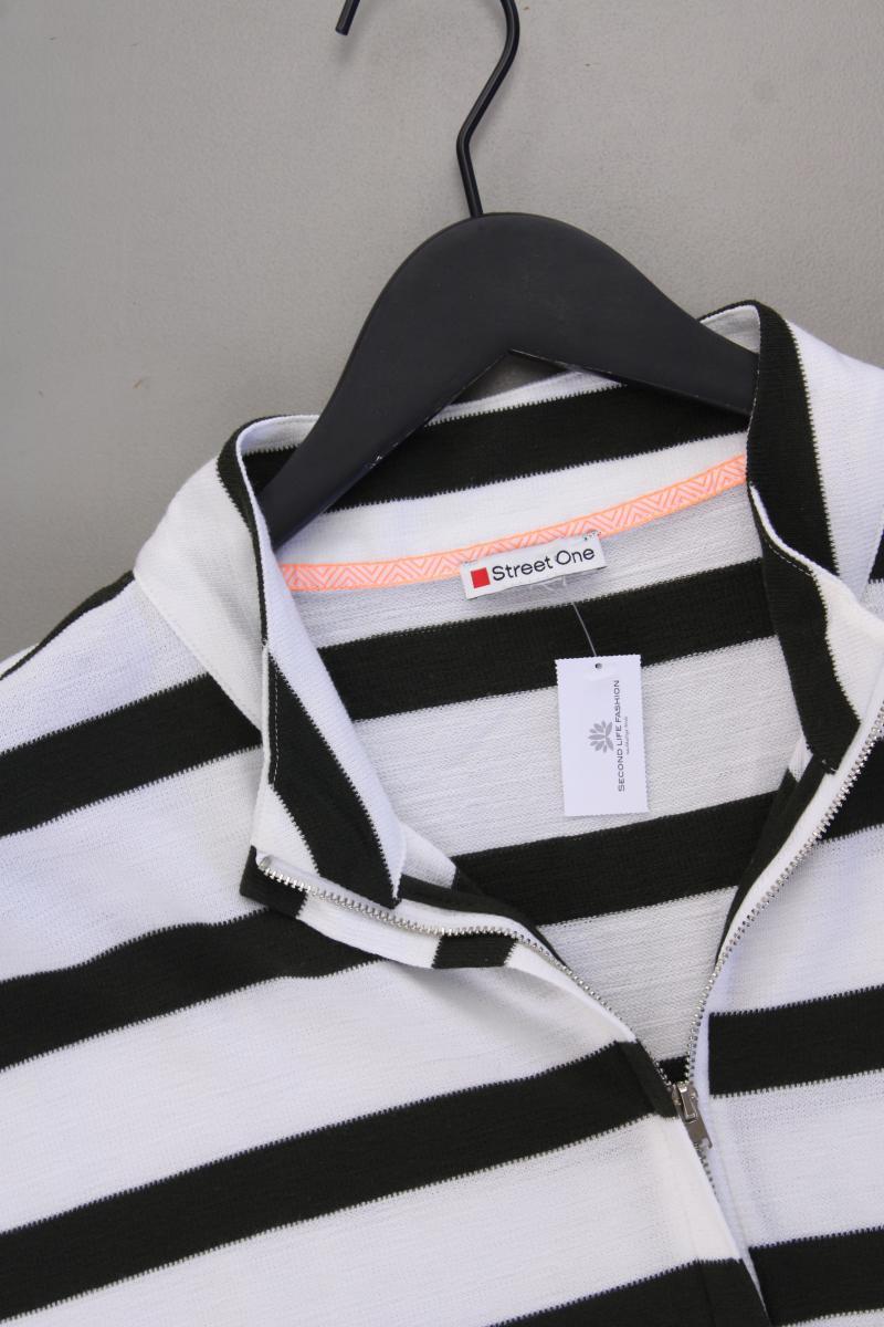 Street One Shirt olivgrün gestreift Gr. 46 Kurzarm weiß