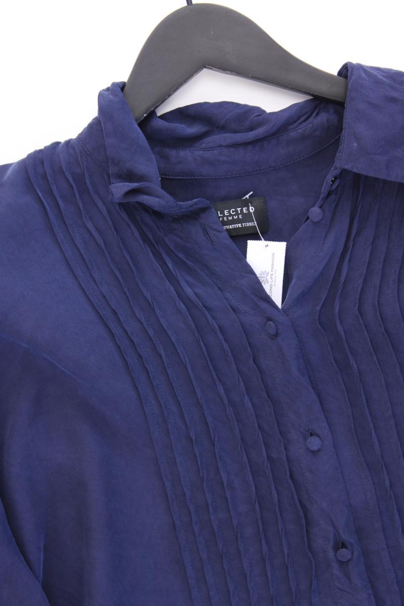 Selected Femme Langarmbluse Gr. 42 blau aus Cupro
