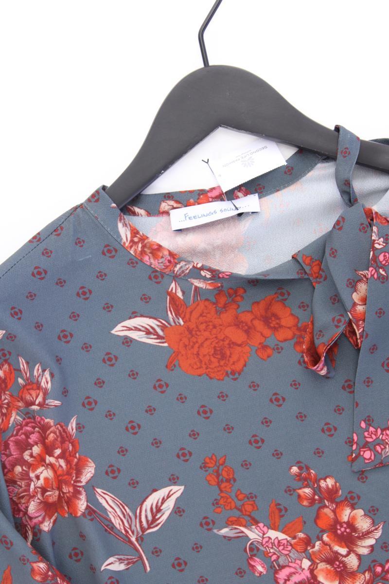 Feelings Sound Bluse Gr. 42 mit Blumenmuster Langarm blau