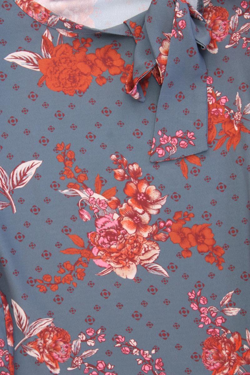Feelings Sound Bluse Gr. 42 mit Blumenmuster Langarm blau