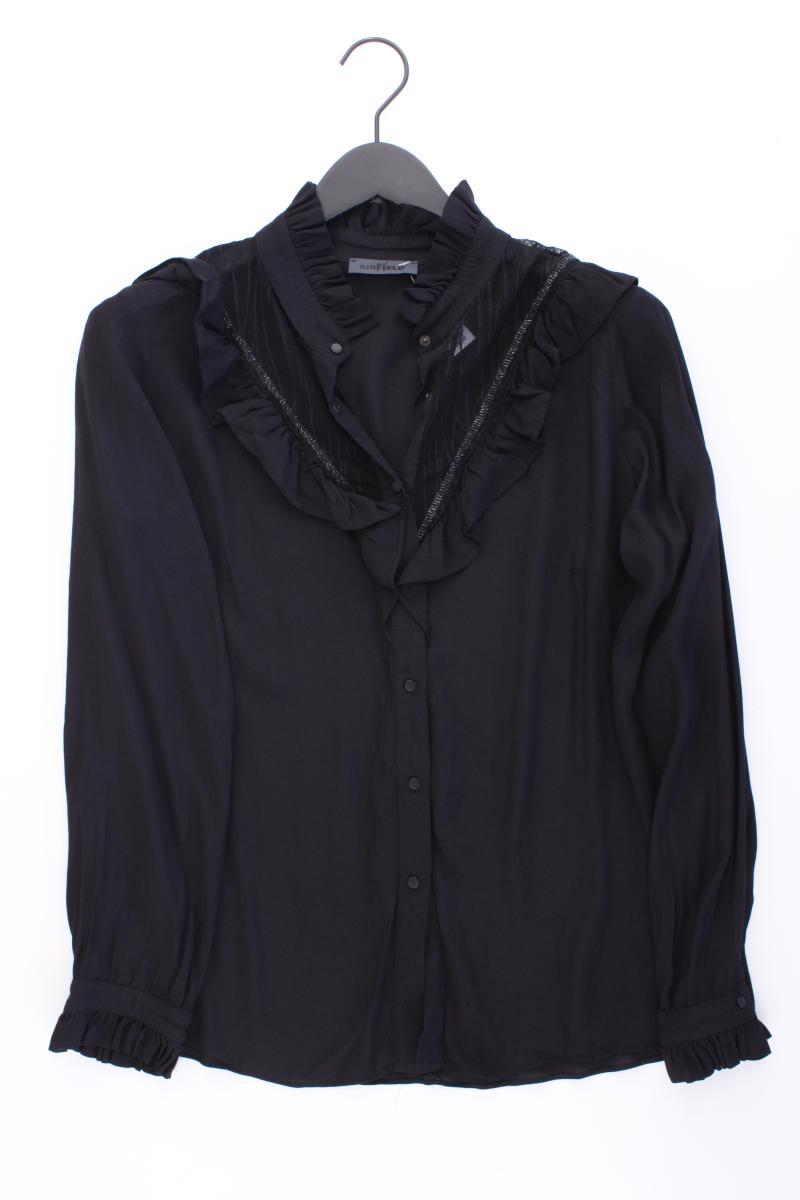 Airfield Rüschenbluse Gr. 40 neuwertig Langarm schwarz aus Acetat