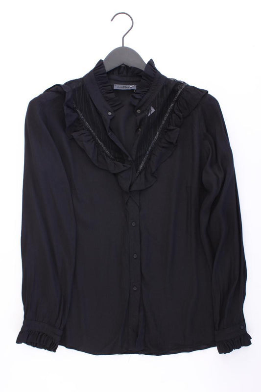 Airfield Rüschenbluse Gr. 40 neuwertig Langarm schwarz aus Acetat