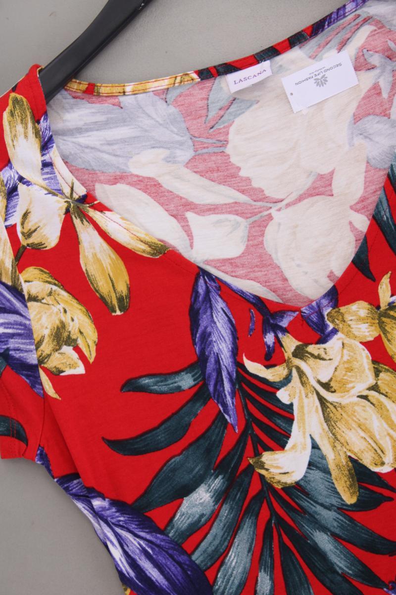 Lascana Jerseykleid Gr. 44 mit Blumenmuster neuwertig Kurzarm rot aus Viskose