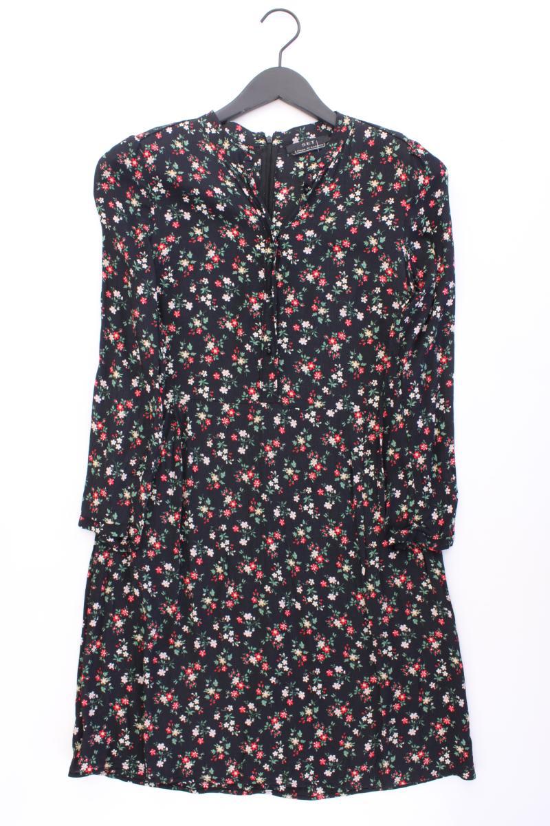 Set Langarmkleid Gr. 36 mit Blumenmuster neuwertig schwarz aus Viskose