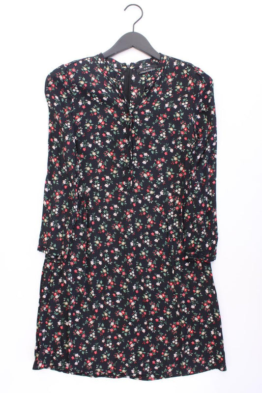 Set Langarmkleid Gr. 36 mit Blumenmuster neuwertig schwarz aus Viskose