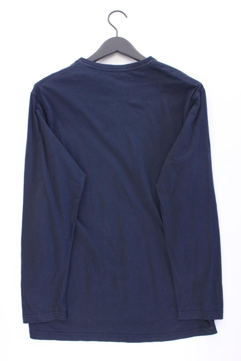 Bugatti Shirt mit V-Ausschnitt für Herren Gr. 52 Langarm blau aus Baumwolle