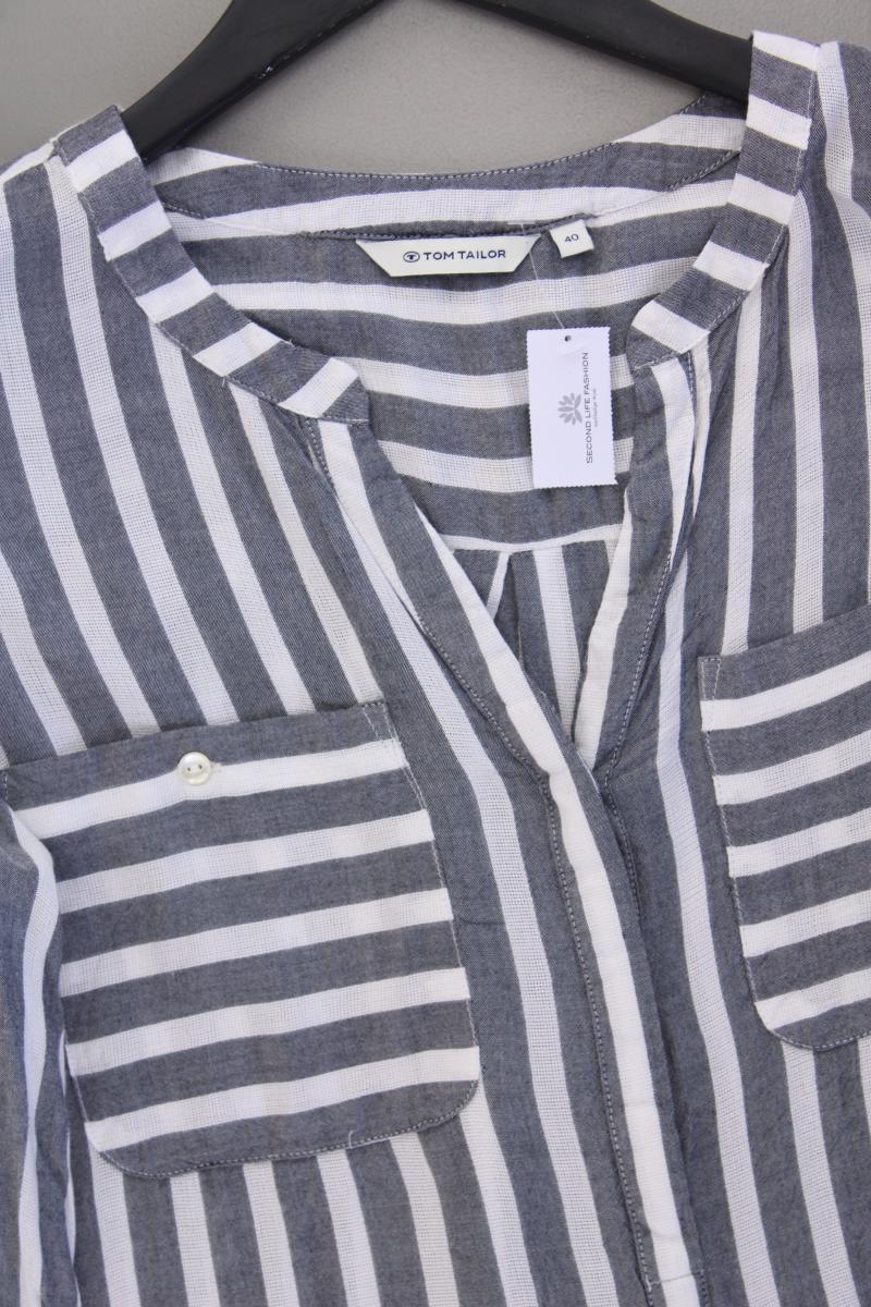 Tom Tailor Oversize-Bluse Gr. 40 gestreift 3/4 Ärmel grau