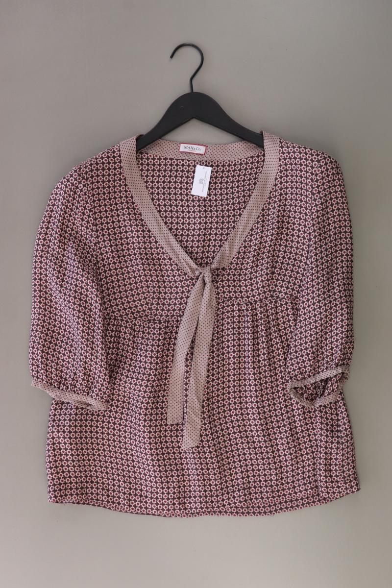 MaxCo. Regular Bluse Gr. 42 mit Blumenmuster 3/4 Ärmel rosa aus Viskose