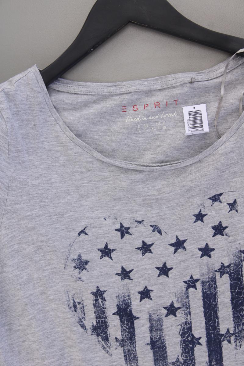 Esprit Printshirt Gr. L Kurzarm grau