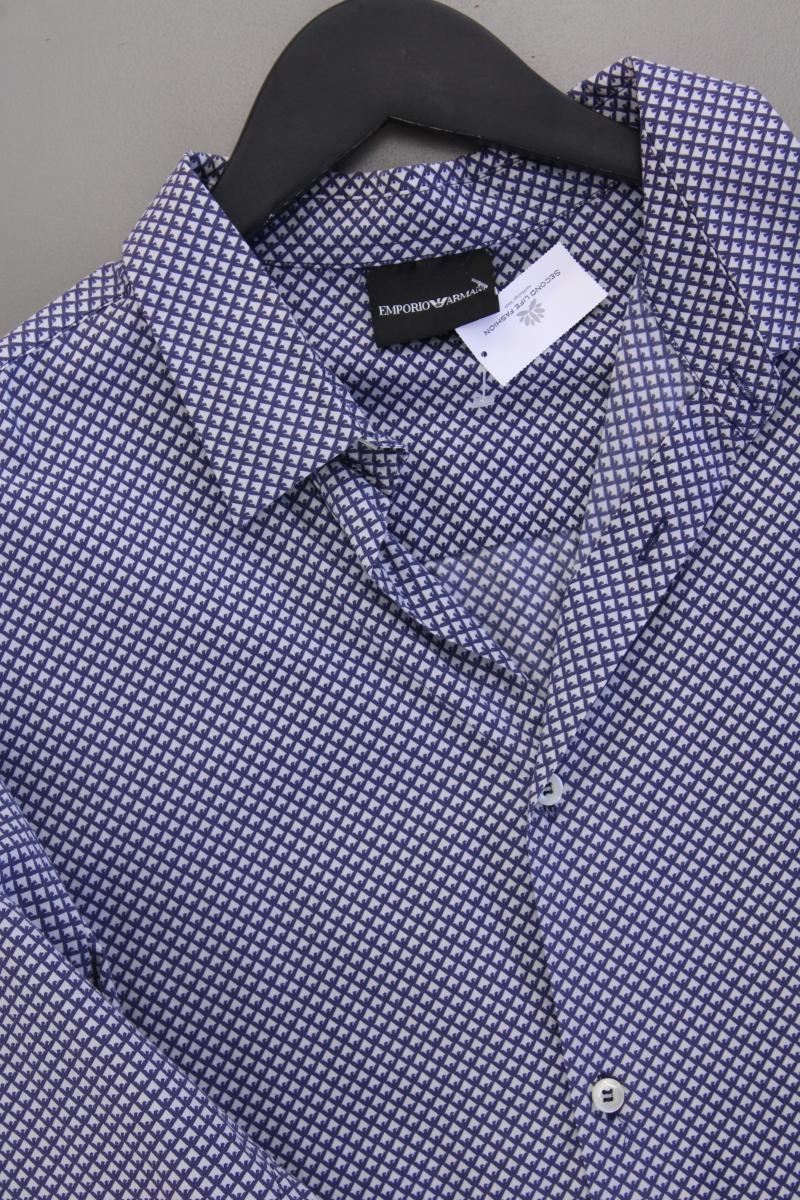 Emporio Armani Langarmhemd für Herren Gr. XL geometrisches Muster blau