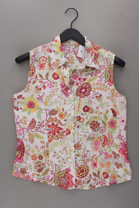 Marco Pecci Leinenbluse Gr. 38 mit Blumenmuster Ärmellos mehrfarbig