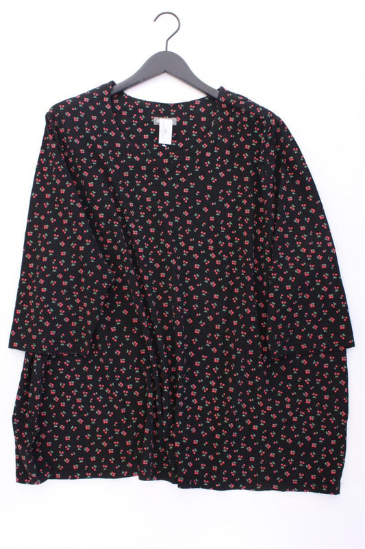 Ulla Popken Shirt mit Kirschmuster Gr. 58/60 3/4 Ärmel schwarz aus Baumwolle