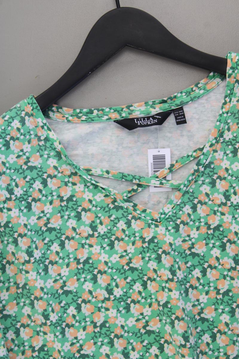 Ulla Popken Printshirt Gr. 58/60 mit Blumenmuster Kurzarm grün aus Baumwolle