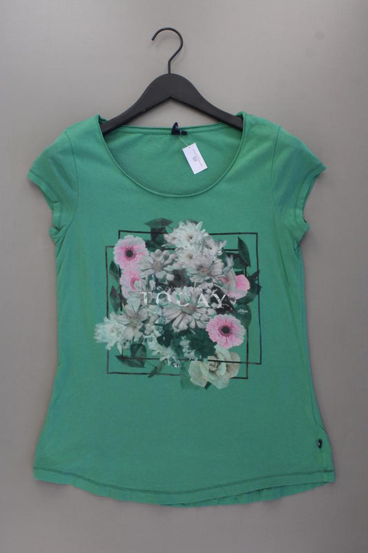 s.Oliver Printshirt Gr. M Kurzarm grün aus Baumwolle