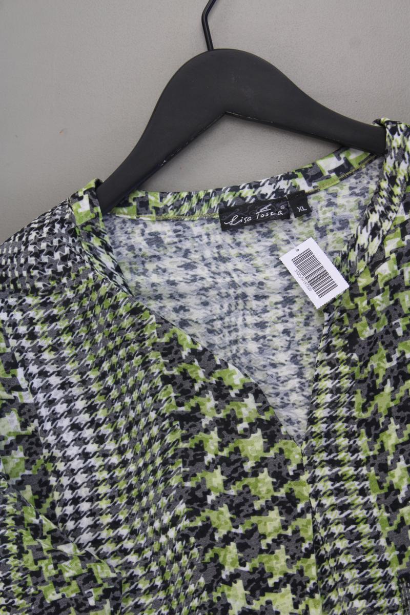 Lisa Tossa Printshirt Gr. XL geometrisches Muster Langarm grün aus Polyester
