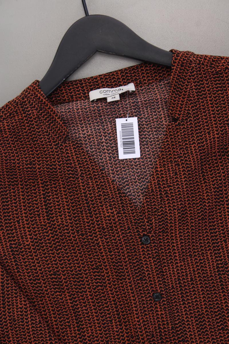 comma, Bluse mit Herzmuster Gr. 42 3/4 Ärmel braun aus Viskose