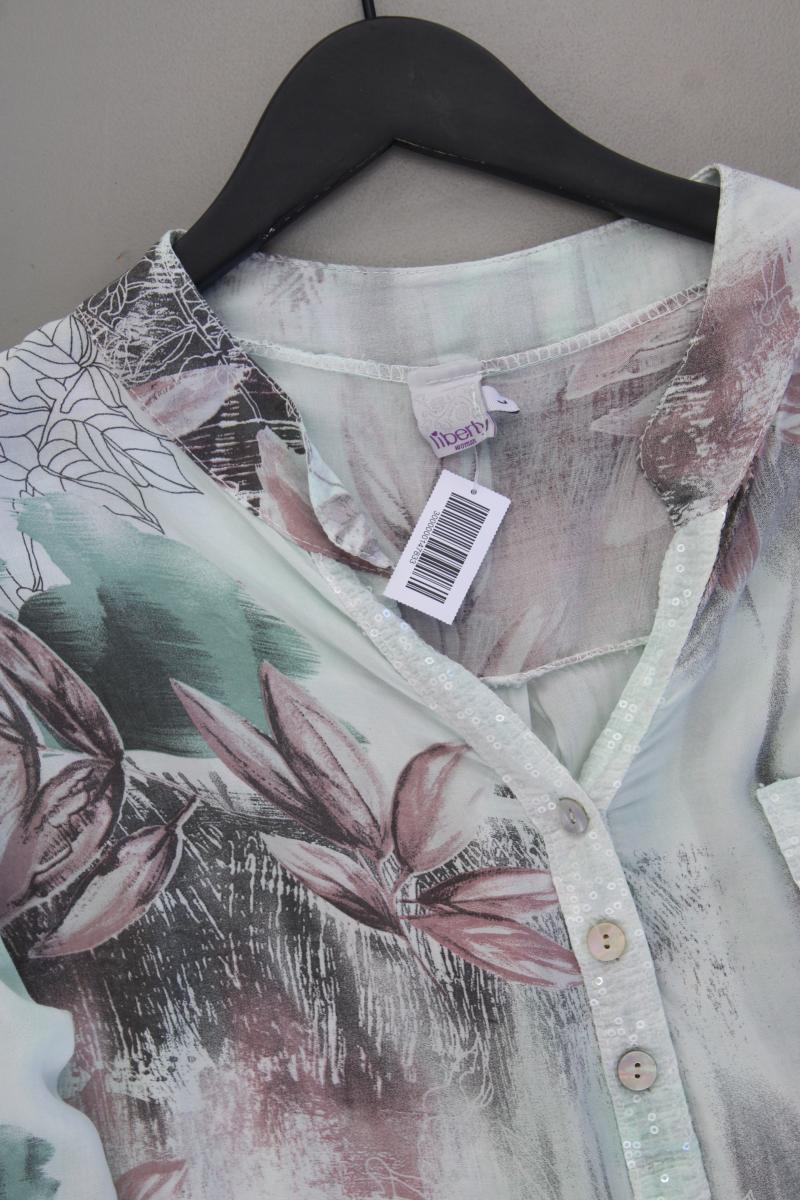 Liberty Bluse mintgrün Gr. L mit Blumenmuster 3/4 Ärmel aus Viskose