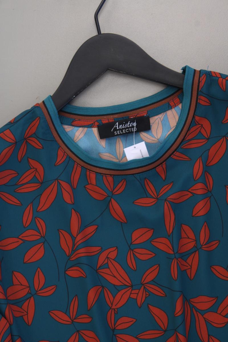 Aniston Selected Bluse mit Blattmuster Gr. 38 neuwertig Langarm blau
