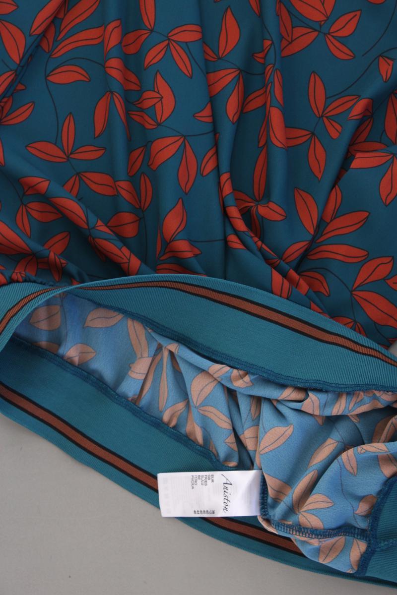 Aniston Selected Bluse mit Blattmuster Gr. 38 neuwertig Langarm blau