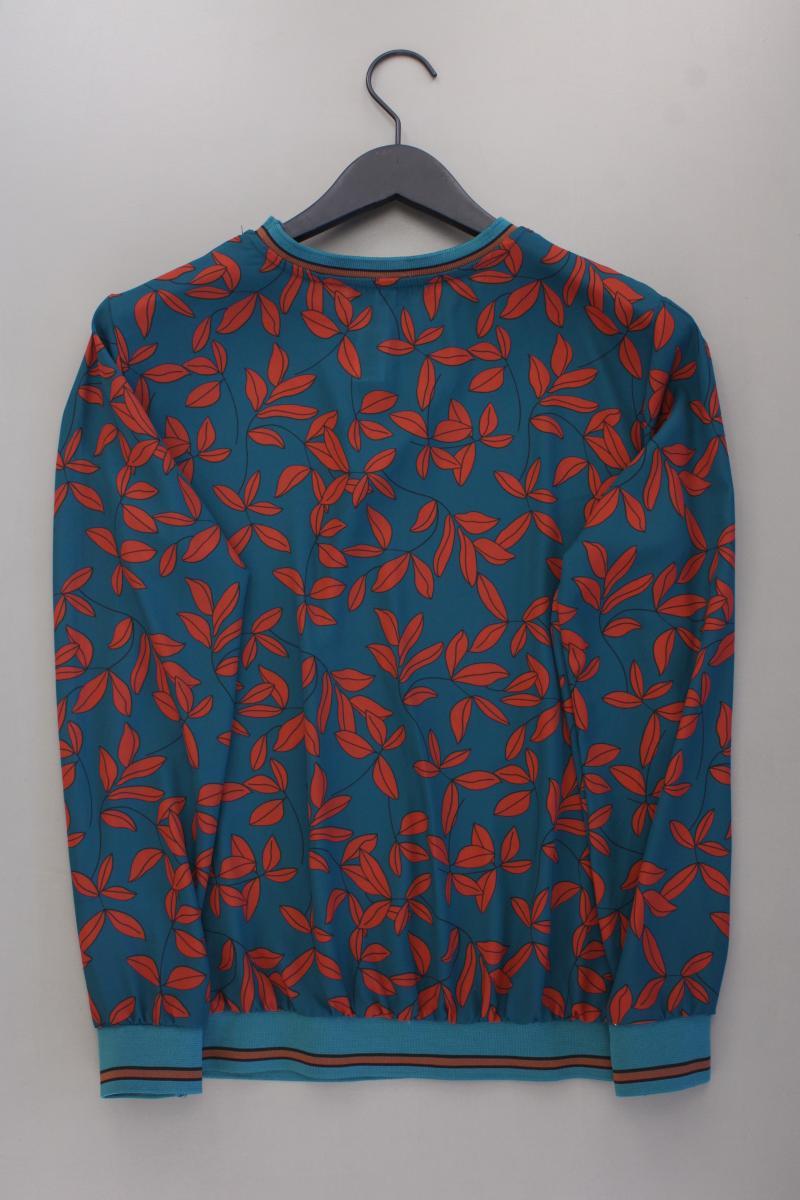 Aniston Selected Bluse mit Blattmuster Gr. 38 neuwertig Langarm blau
