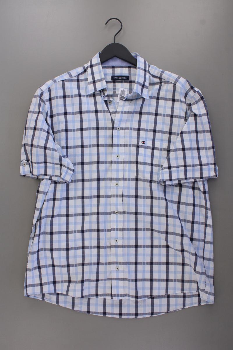 Casa Moda Kurzarmhemd für Herren Gr. XL geometrisches Muster blau aus Baumwolle