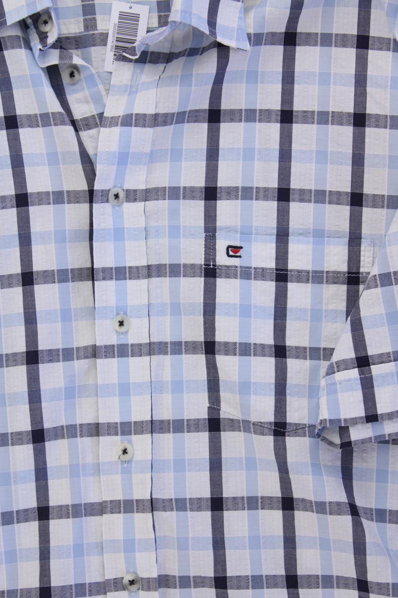 Casa Moda Kurzarmhemd für Herren Gr. XL geometrisches Muster blau aus Baumwolle