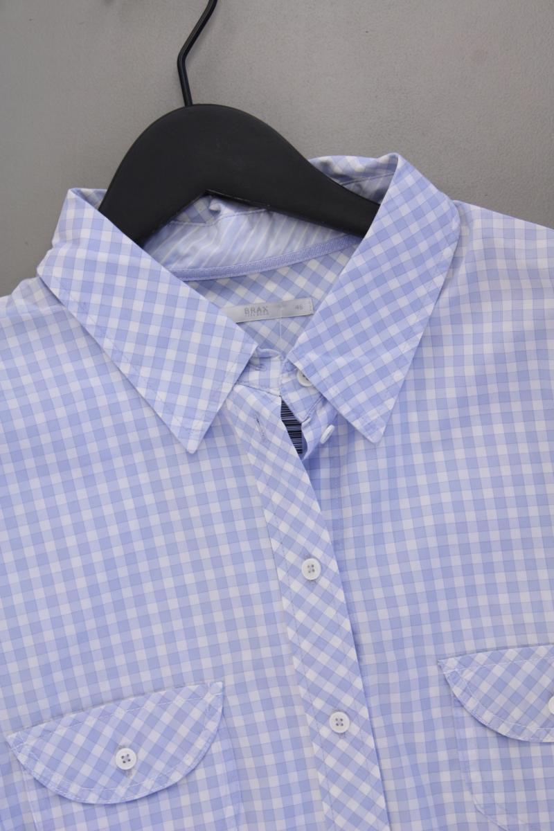 Brax Karobluse Gr. 48 kariert neuwertig Langarm blau aus Baumwolle