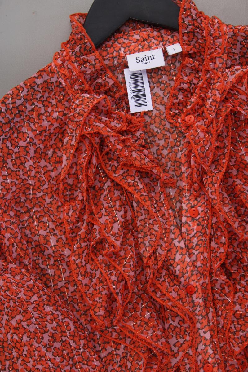 Saint Tropez Langarmkleid Gr. L mit Blumenmuster orange aus Polyester