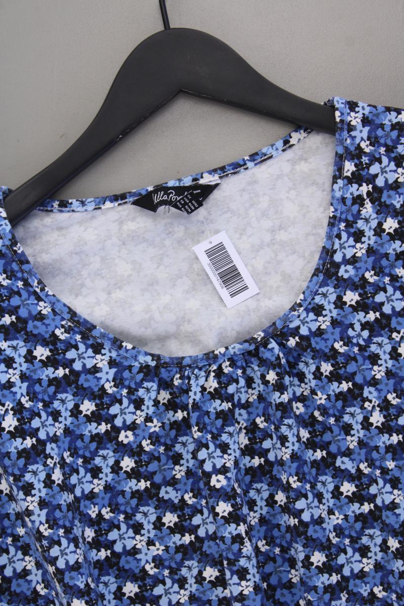 Ulla Popken Printshirt Gr. 58/60 mit Blumenmuster Kurzarm blau aus Baumwolle