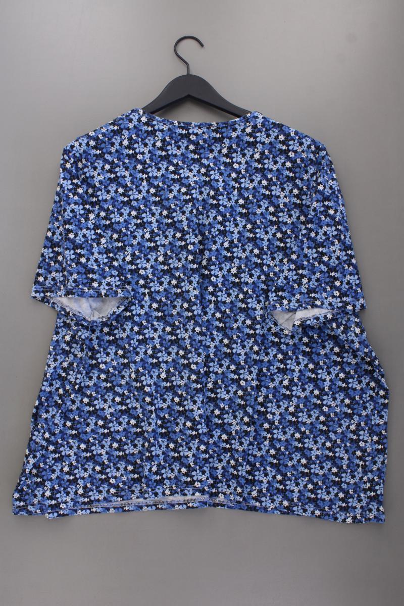 Ulla Popken Printshirt Gr. 58/60 mit Blumenmuster Kurzarm blau aus Baumwolle