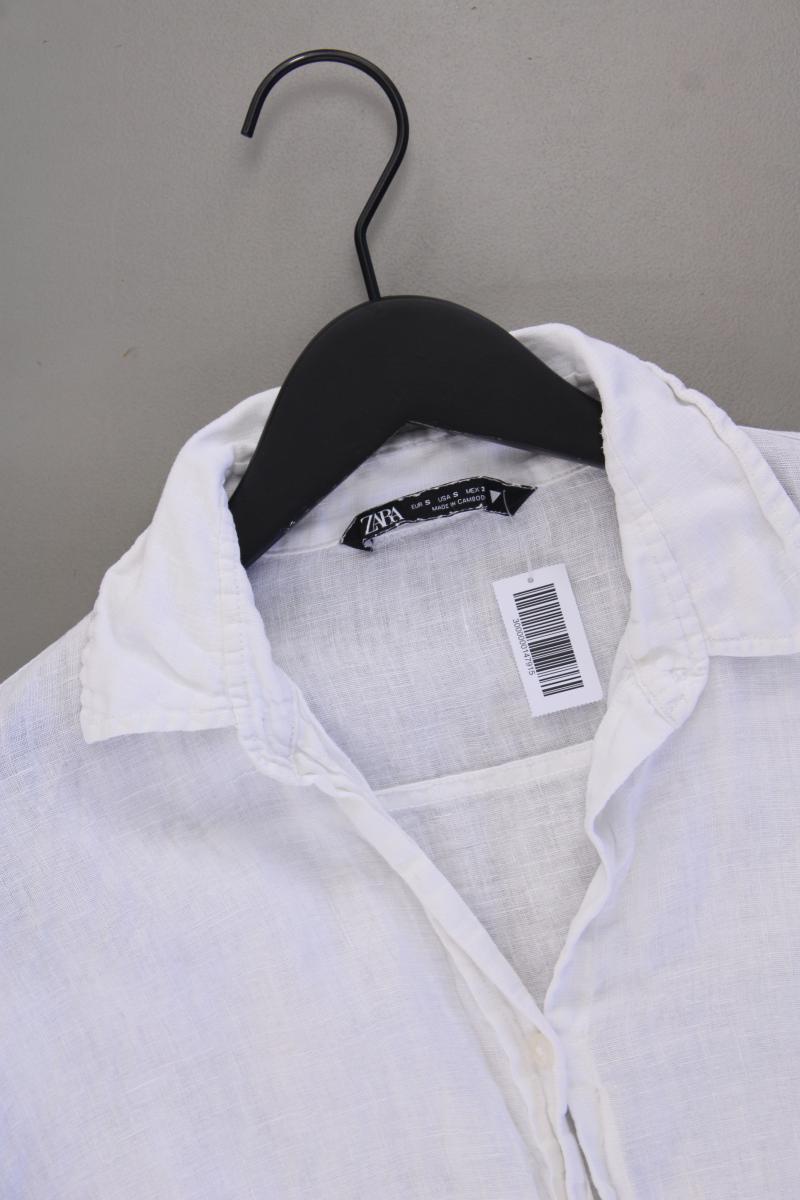 Zara Leinenbluse Gr. S Langarm weiß