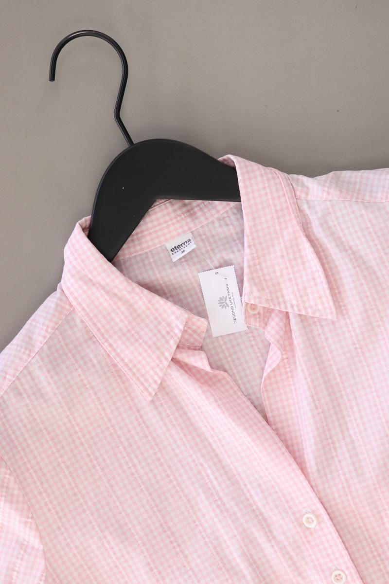 Eterna Karobluse Gr. 36 kariert Kurzarm rosa aus Baumwolle