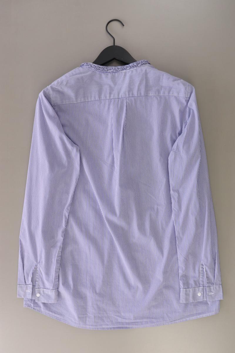 Opus Bluse "Flenka" Gr. 44 gestreift Langarm blau aus Baumwolle