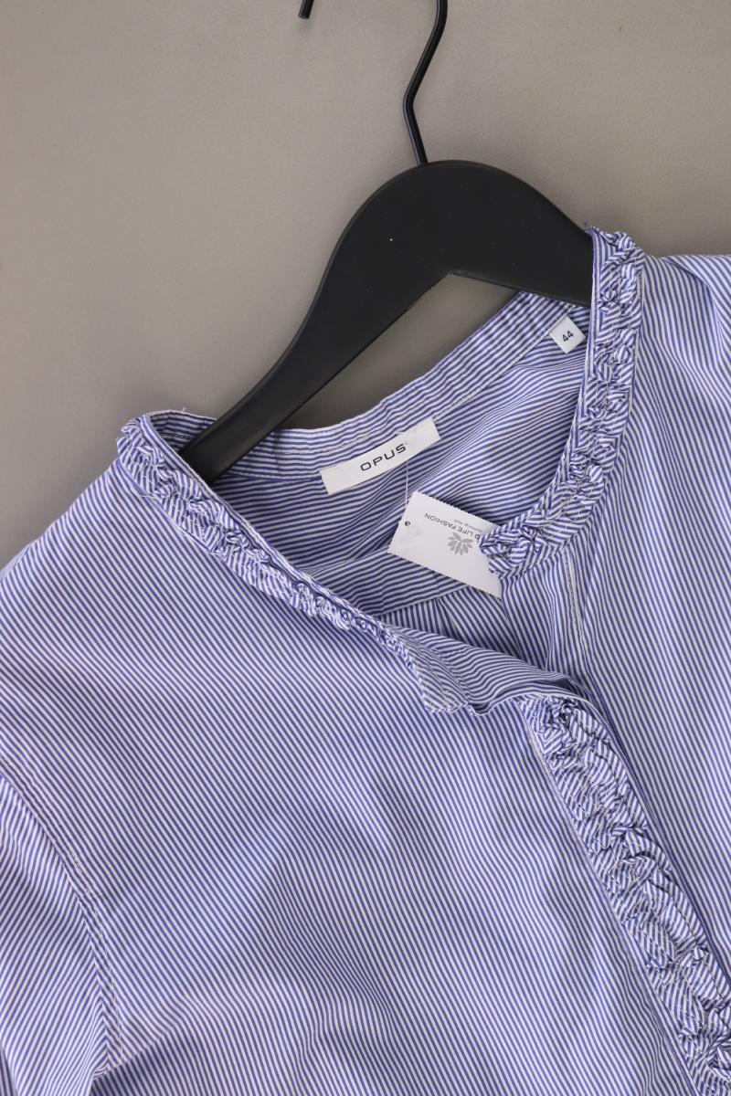Opus Bluse "Flenka" Gr. 44 gestreift Langarm blau aus Baumwolle