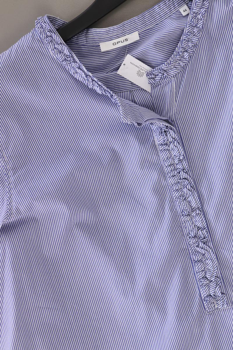 Opus Bluse "Flenka" Gr. 44 gestreift Langarm blau aus Baumwolle