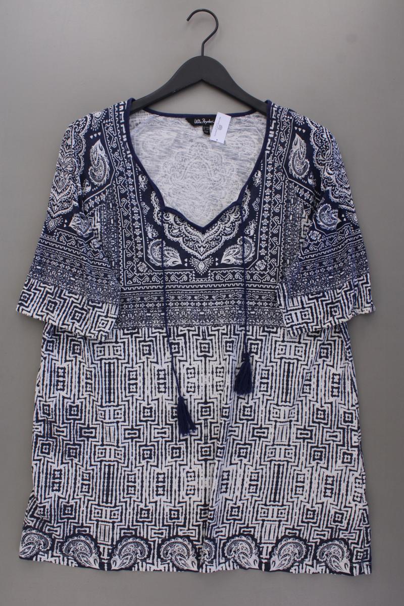 Ulla Popken Printshirt Gr. 48/50 Kurzarm blau aus Baumwolle