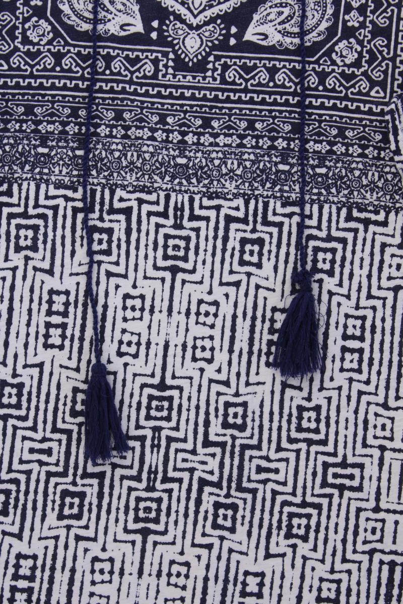 Ulla Popken Printshirt Gr. 48/50 Kurzarm blau aus Baumwolle