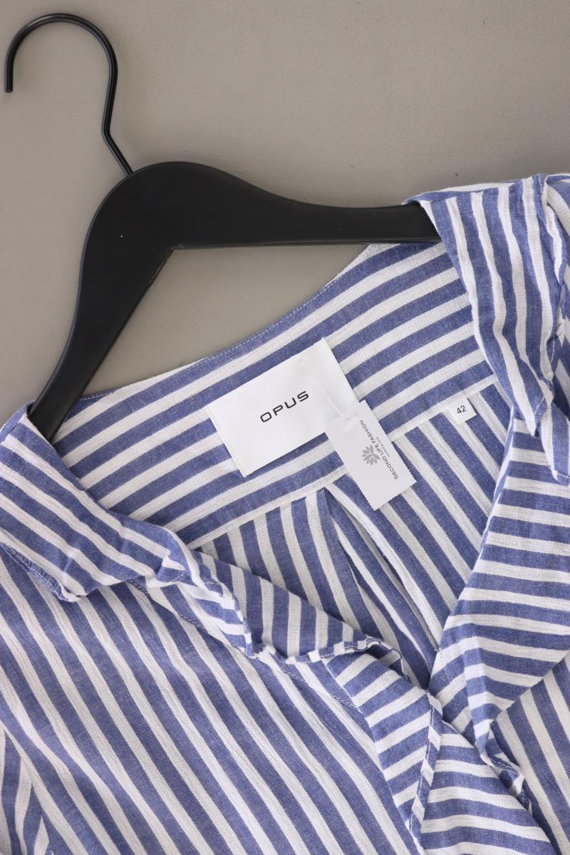 Opus Bluse "Felmie" Gr. 42 gestreift Langarm blau aus Viskose